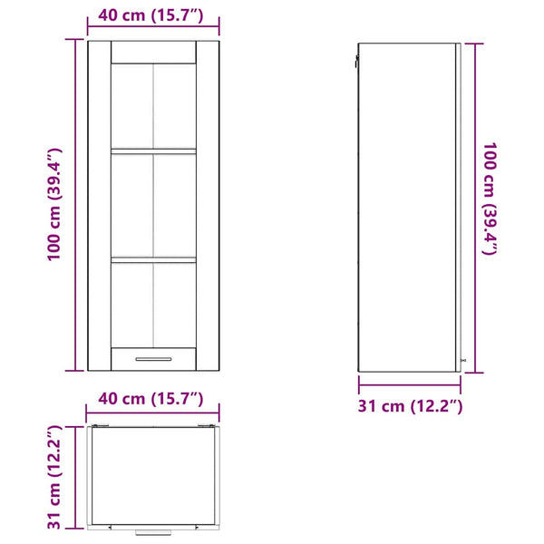 Hängeschrank Altholz 40x31x100cm