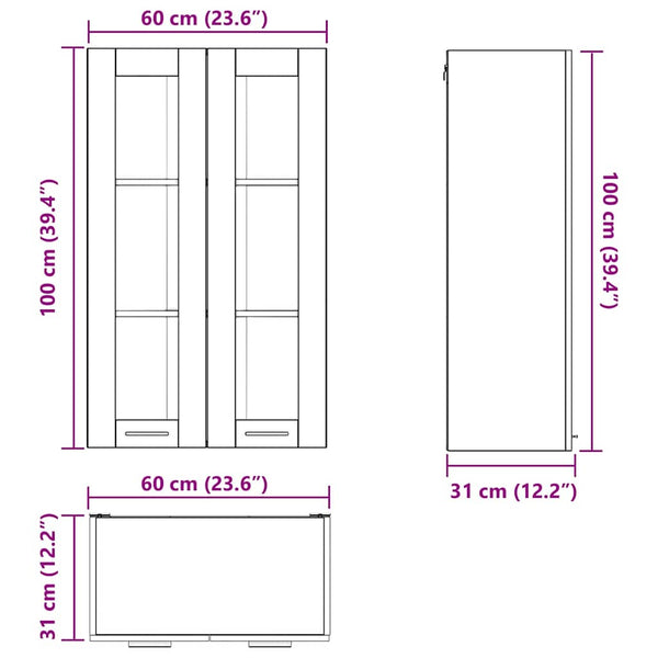 Hängeschrank Schwarz Eichen-Optik 60x100 cm