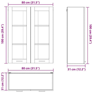 Hängeschrank Weiß 80x31x100cm