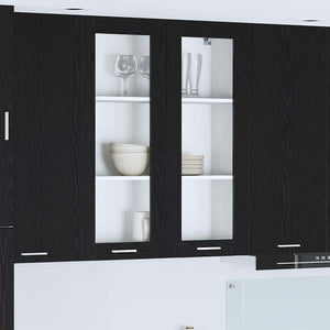 vidaXL Meuble haut de rangement noir aspect chêne 80 x 31 x 100 cm