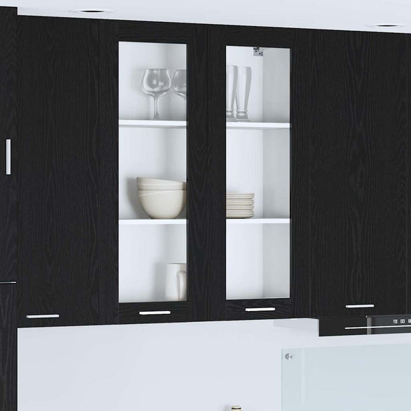 vidaXL Meuble haut de rangement noir aspect chêne 80 x 31 x 100 cm