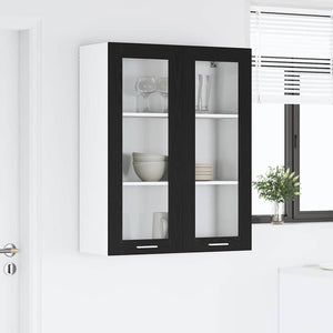 vidaXL Meuble haut de rangement noir aspect chêne 80 x 31 x 100 cm