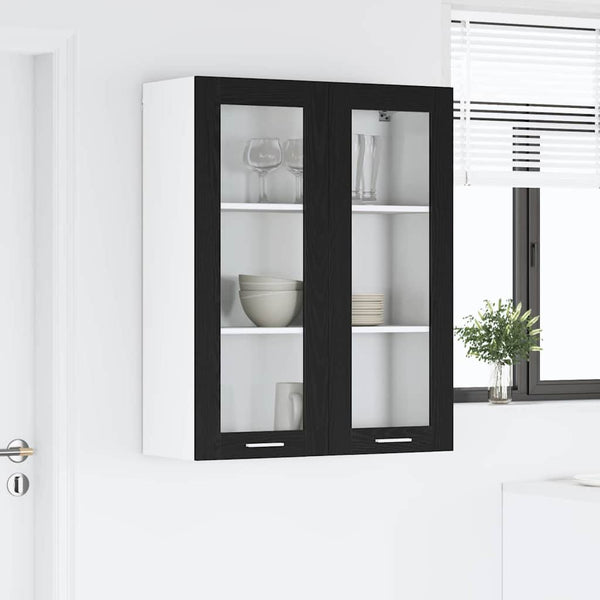 vidaXL Meuble haut de rangement noir aspect chêne 80 x 31 x 100 cm