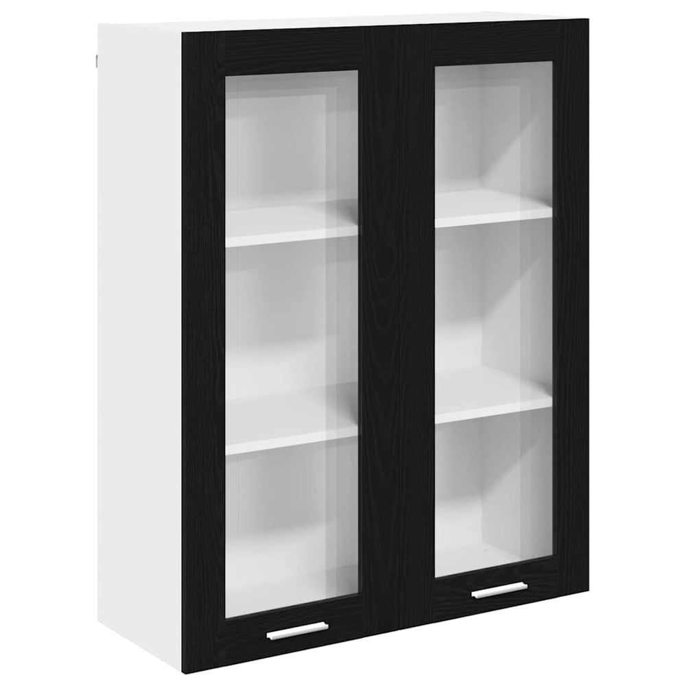 vidaXL Wall Cabinet with Storage Black Oak Look 80 x 31 x 100 cm