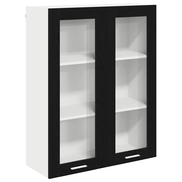 vidaXL Meuble haut de rangement noir aspect chêne 80 x 31 x 100 cm
