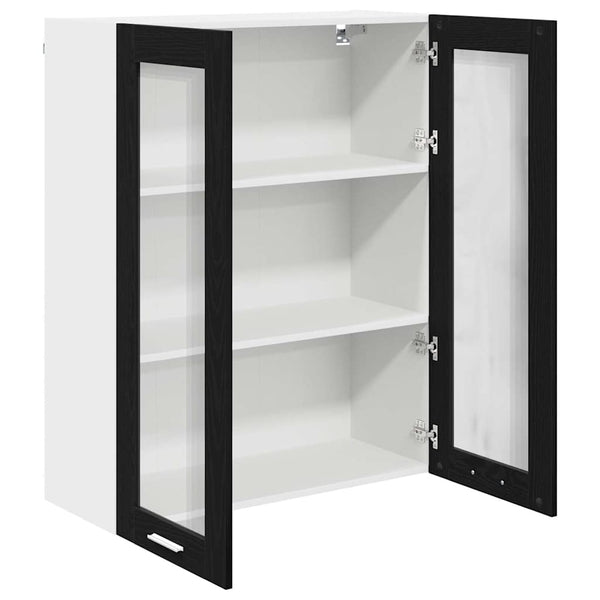 vidaXL Meuble haut de rangement noir aspect chêne 80 x 31 x 100 cm