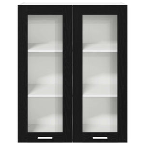 vidaXL Meuble haut de rangement noir aspect chêne 80 x 31 x 100 cm
