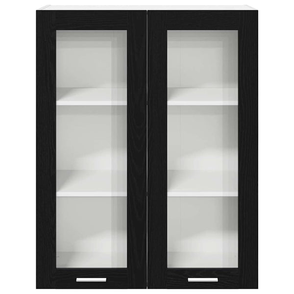 vidaXL Meuble haut de rangement noir aspect chêne 80 x 31 x 100 cm