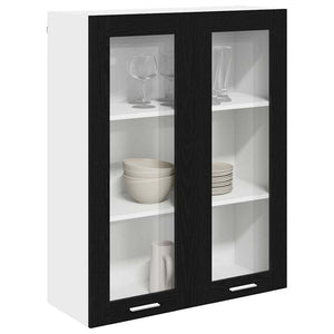 vidaXL Meuble haut de rangement noir aspect chêne 80 x 31 x 100 cm
