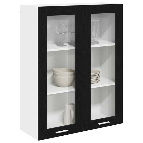 vidaXL Meuble haut de rangement noir aspect chêne 80 x 31 x 100 cm
