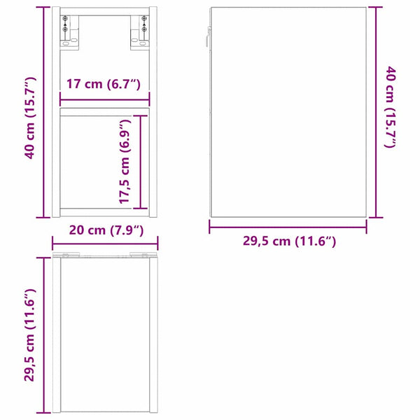 Grauer Hängeschrank Sonoma, 20x40 cm