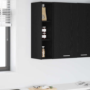 vidaXL Meuble haut mural noir aspect chêne 20 x 29,5 x 80 cm