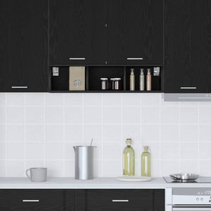 vidaXL Meuble haut mural noir aspect chêne 20 x 29,5 x 80 cm