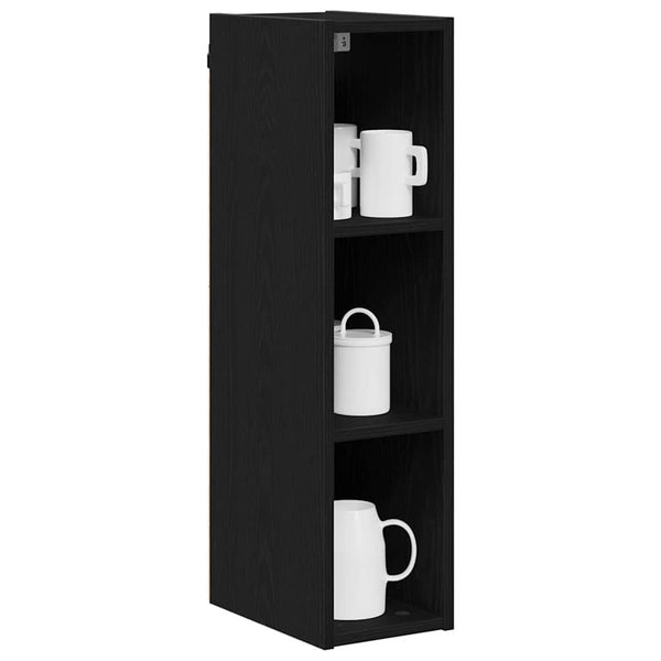 vidaXL Meuble haut mural noir aspect chêne 20 x 29,5 x 80 cm