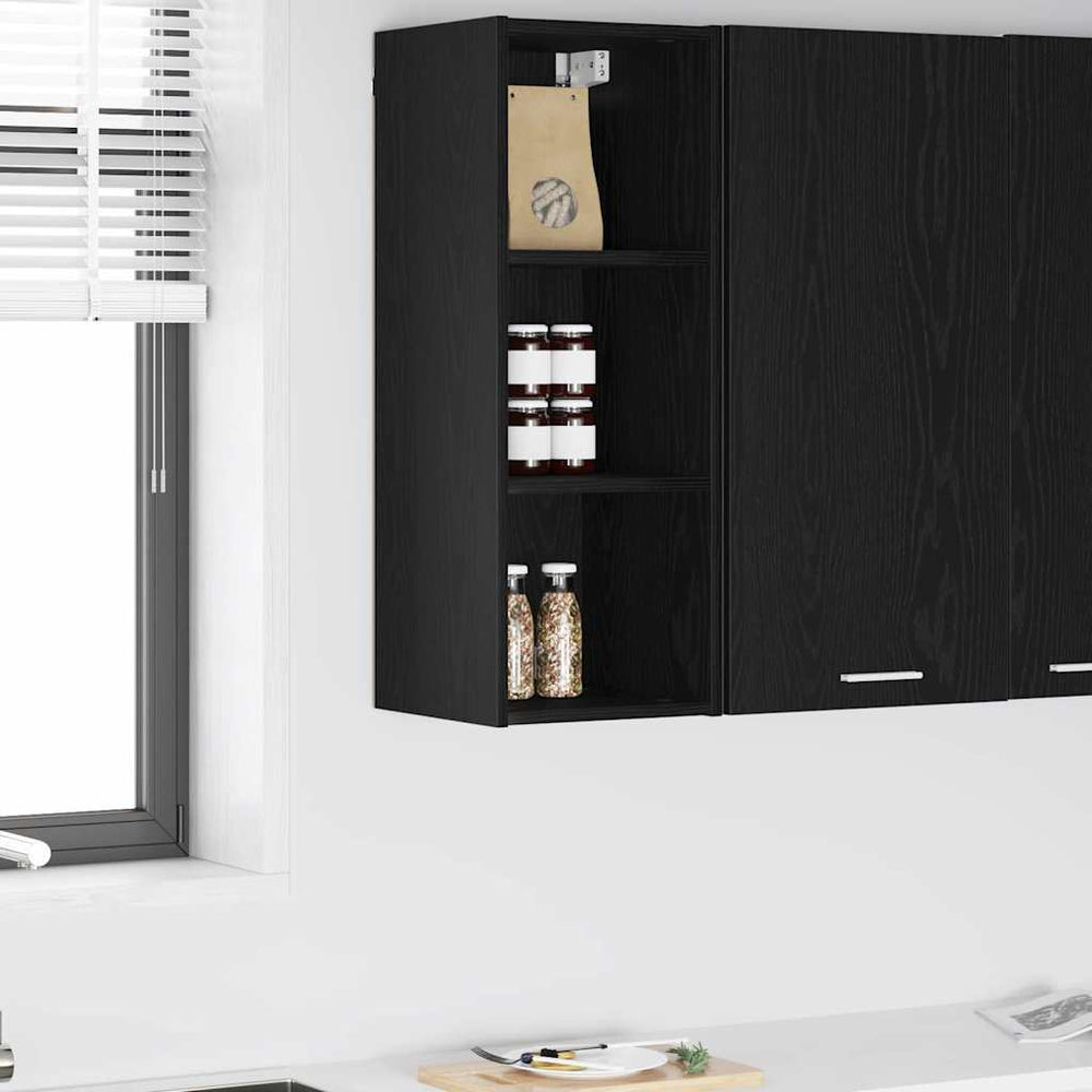 vidaXL Armoire murale noire aspect chêne 30 x 29,5 x 80 cm