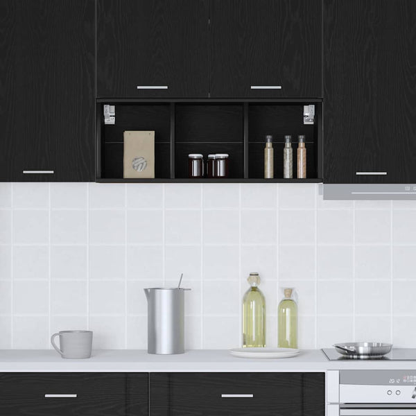 vidaXL Armoire murale noire aspect chêne 30 x 29,5 x 80 cm