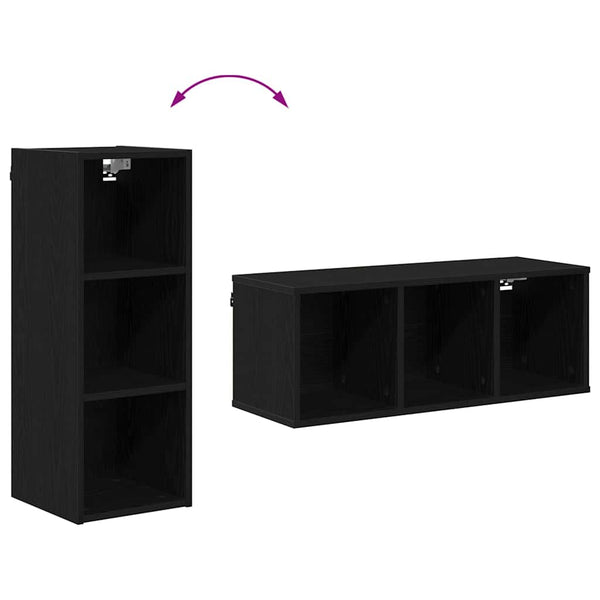 vidaXL Armoire murale noire aspect chêne 30 x 29,5 x 80 cm