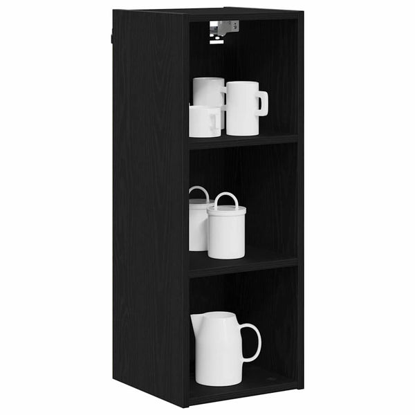 vidaXL Armoire murale noire aspect chêne 30 x 29,5 x 80 cm