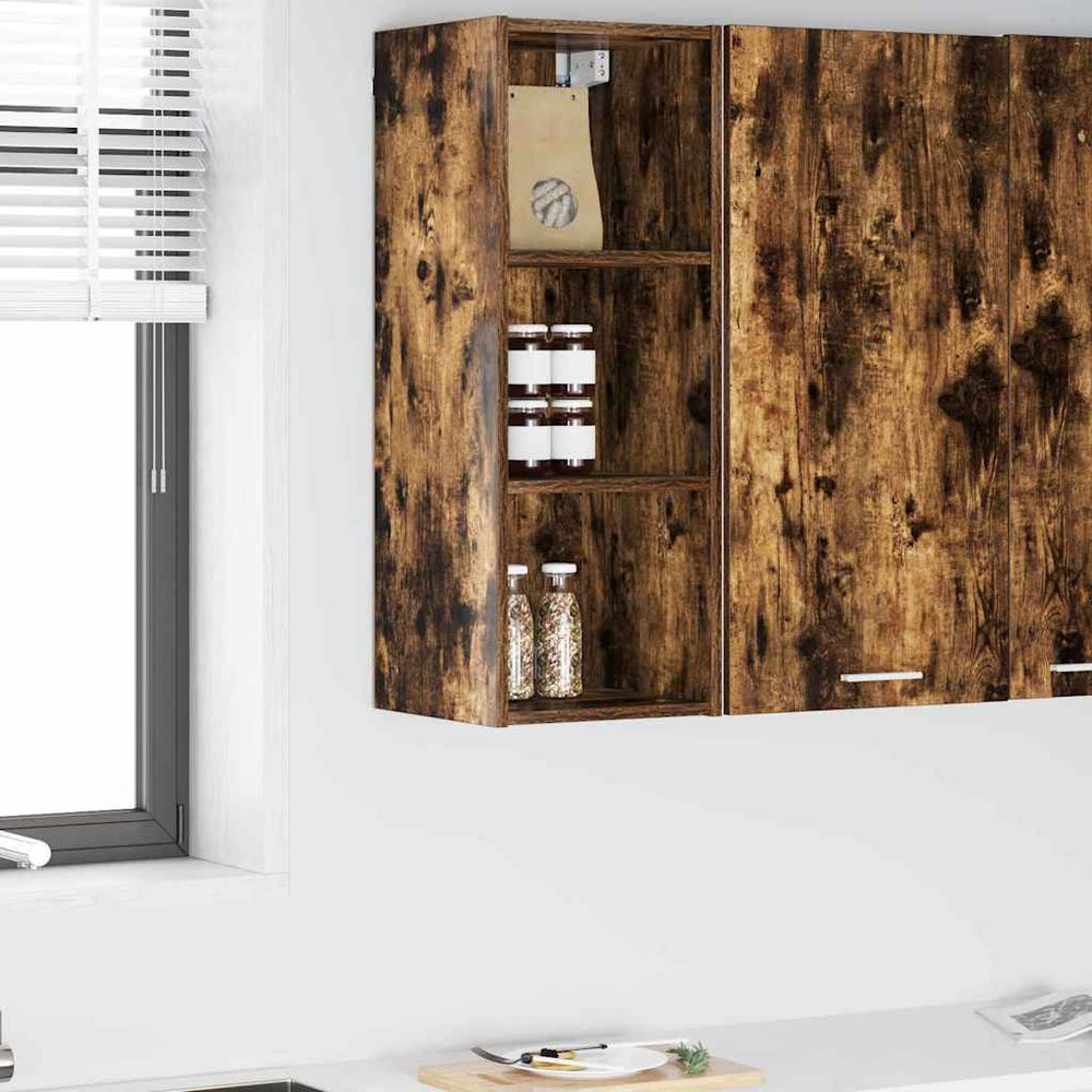 vidaXL Meuble haut Chêne fumé 30 x 29,5 x 80 cm Bois d'ingénierie