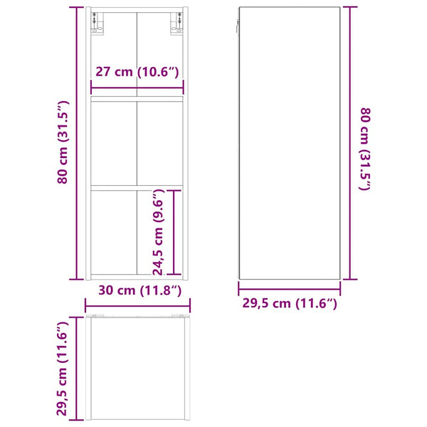 Hängeschrank Geräucherte Eiche 30x80 cm