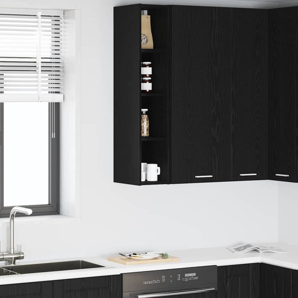 vidaXL Armoire murale Noir aspect chêne 20 x 29,5 x 100 cm
