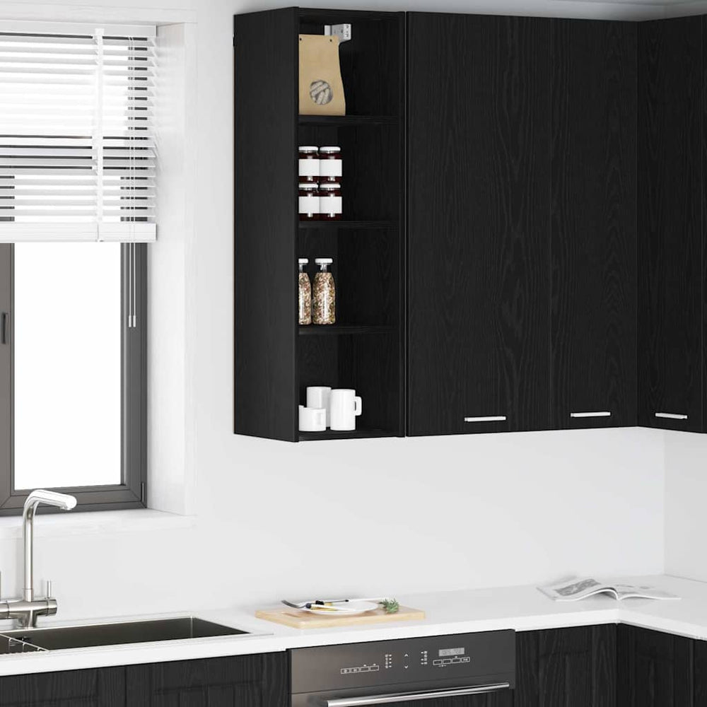 vidaXL Armoire murale Noir aspect chêne 30 x 29,5 x 100 cm