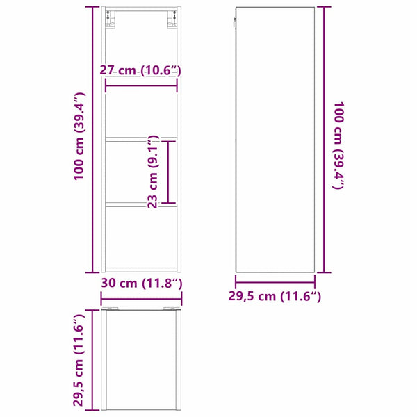 Hängeschrank Grau Sonoma 30x29,5x100cm