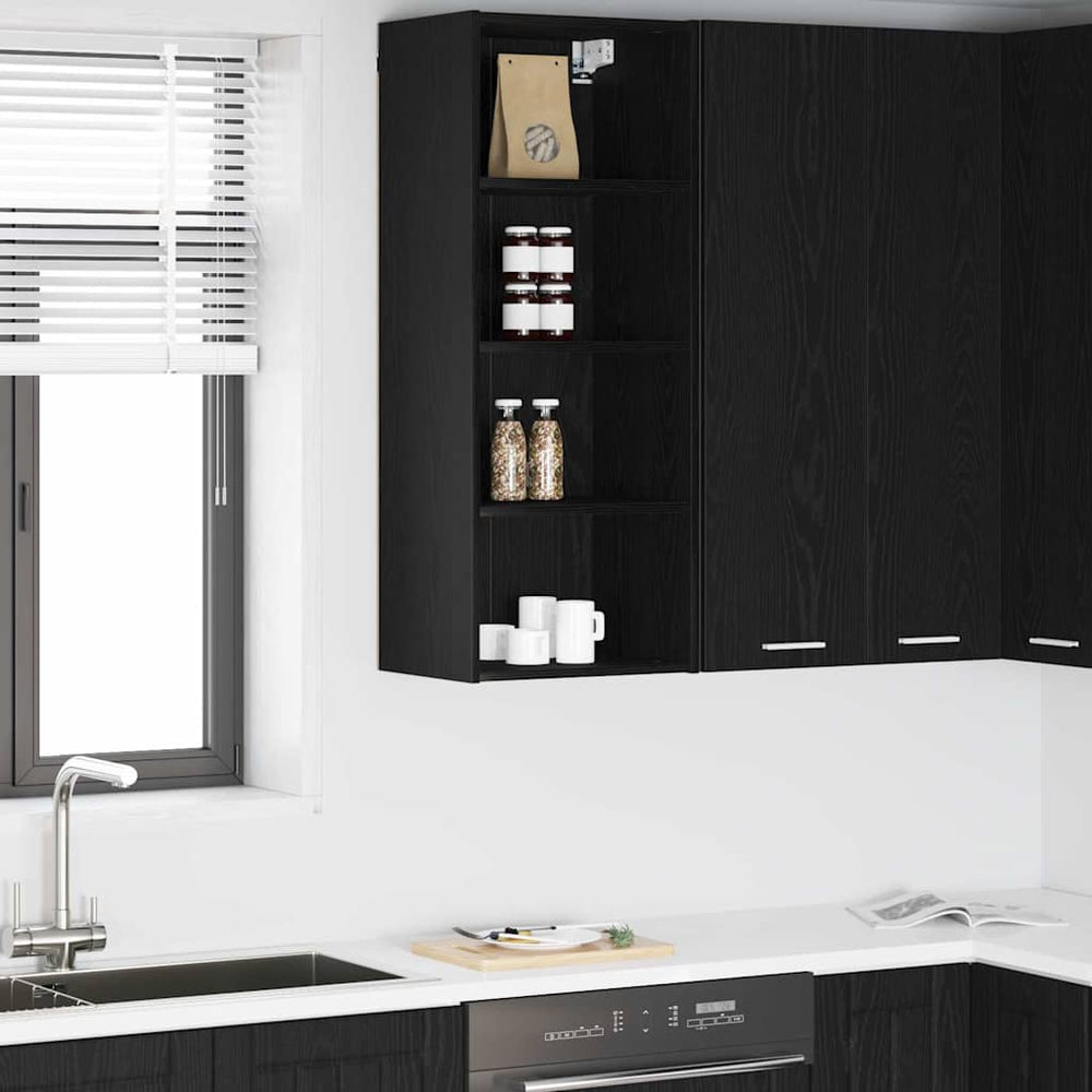 vidaXL Armoire murale Noir aspect chêne 40 x 29,5 x 100 cm