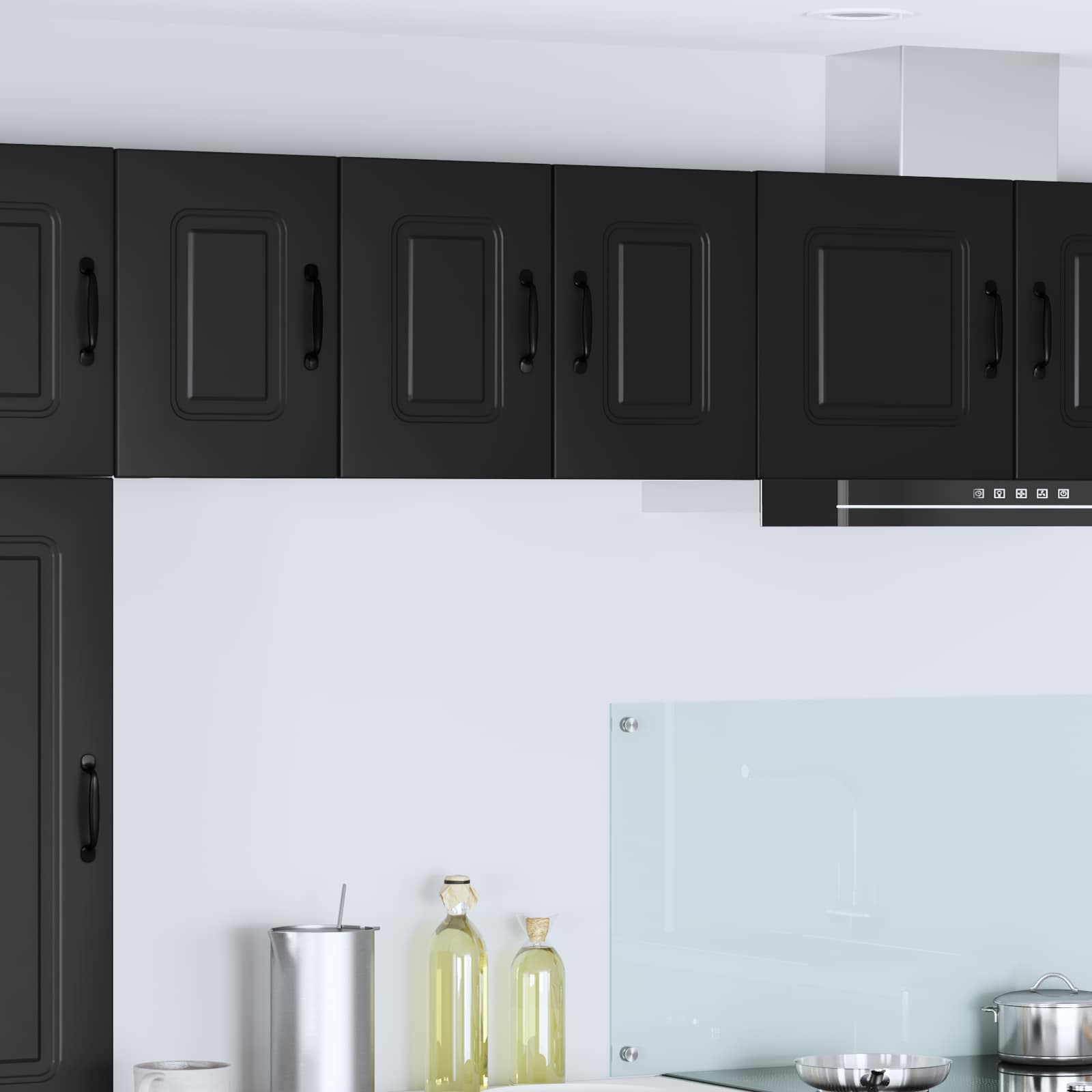 Schwarzer Küchenschrank Kalmar, 2er-Set
