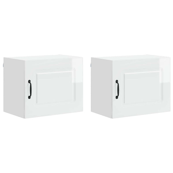 Küchenschrank 2er Set Hochglanz Weiß 50x40 cm