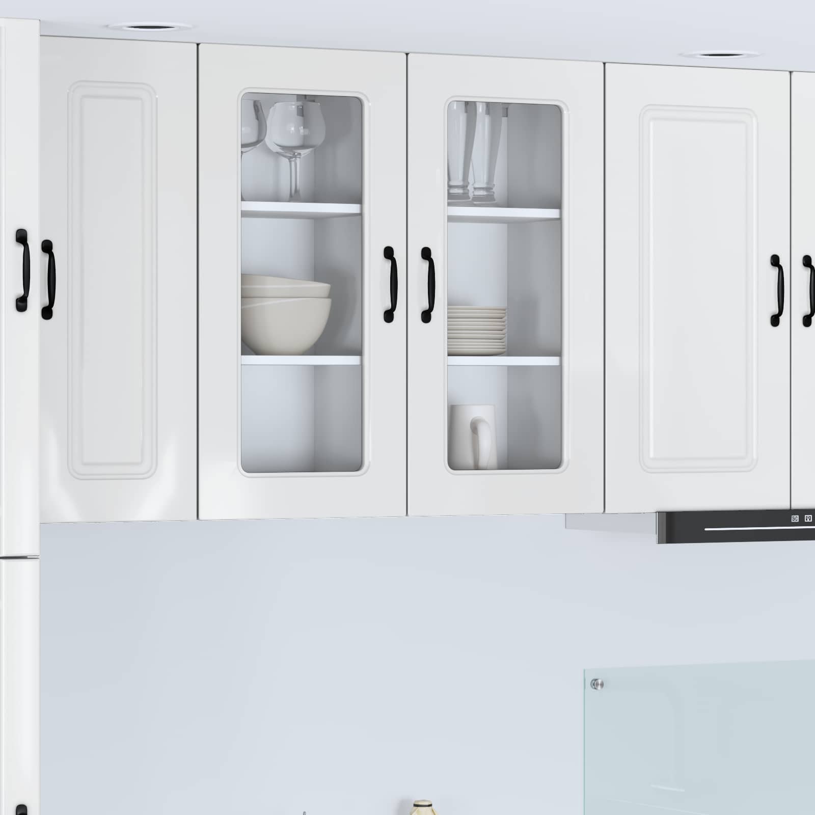 Küchenschrank Kalmar, 2er Set, Hochglanz Weiß