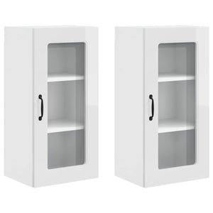 Küchenschrank Kalmar, 2er Set, Hochglanz Weiß