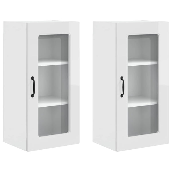Küchenschrank Kalmar, 2er Set, Hochglanz Weiß