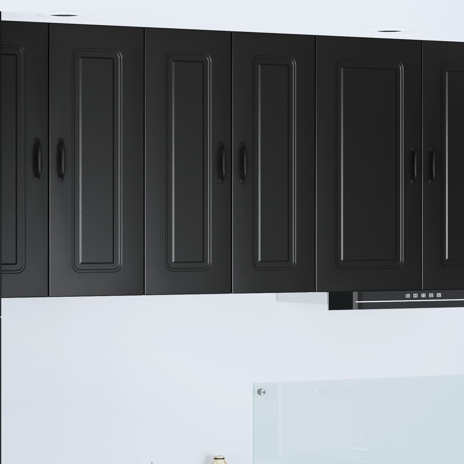 Küchenschrank Schwarz 2er-Set 30x80cm