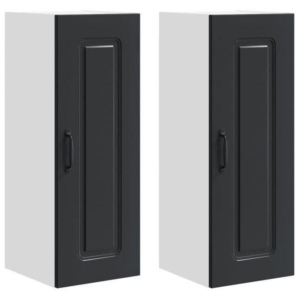 Küchenschrank Schwarz 2er-Set 30x80cm