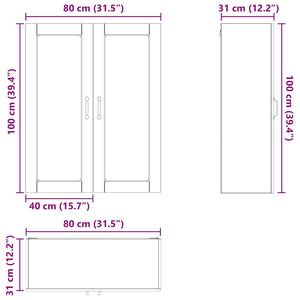 Küchenschrank Weiß Hochglanz 80x31x100 cm