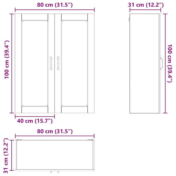 Küchenschrank Weiß Hochglanz 80x31x100 cm