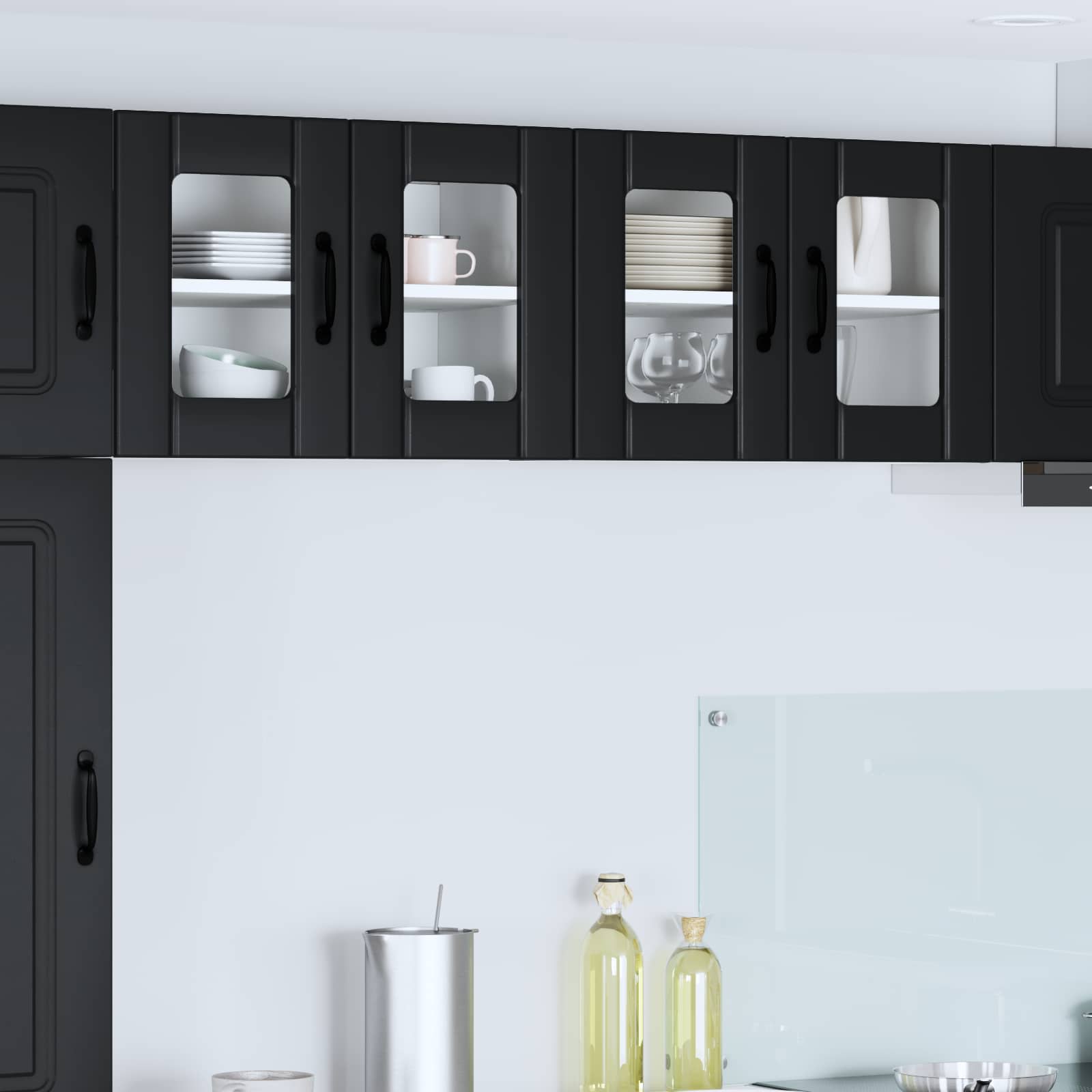 Küchenschrank Lucca, 2er-Set, Schwarz