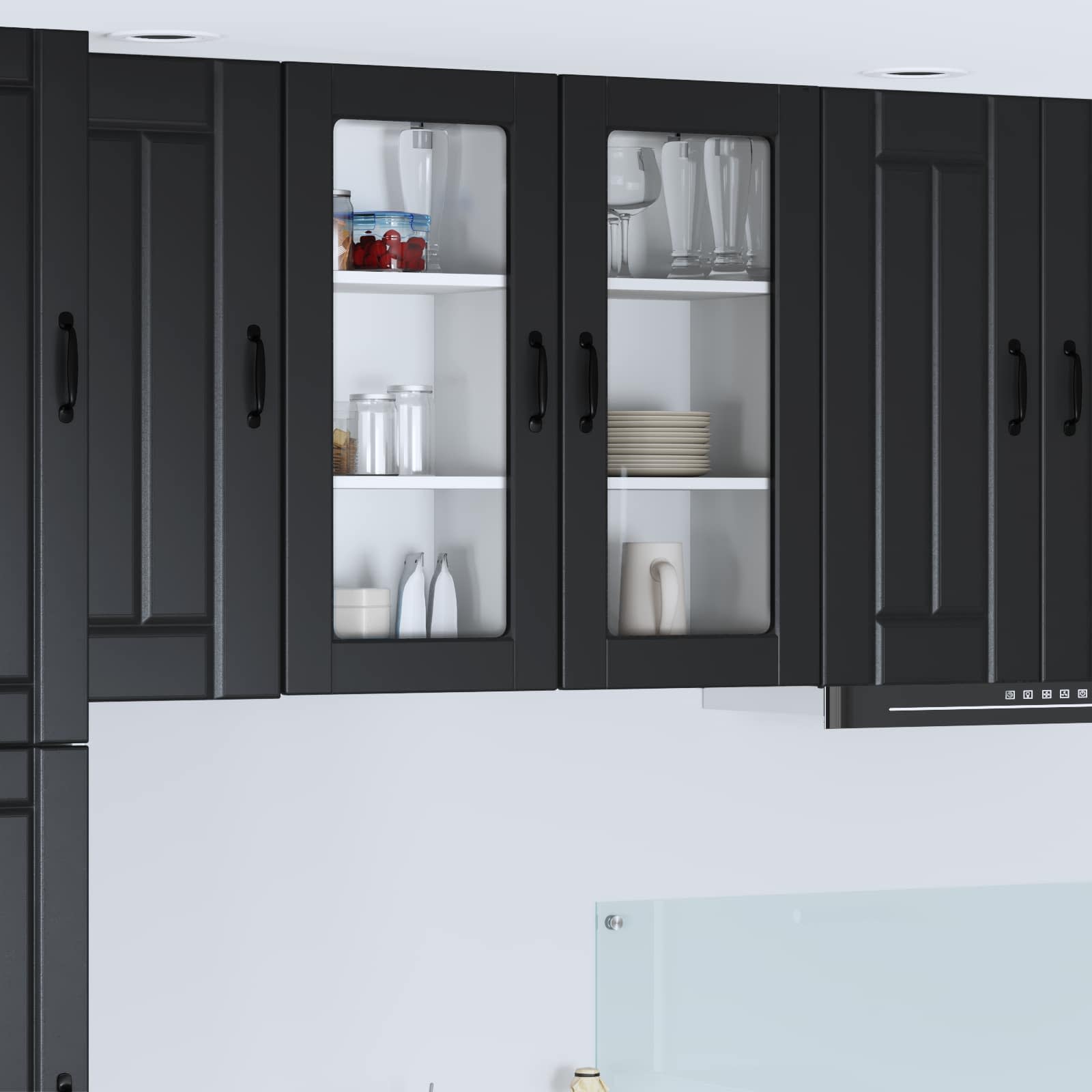 Küchenschrank Lucca Schwarz, 2er-Set