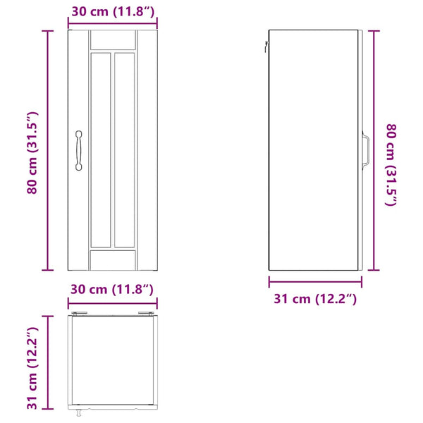 Küchenschrank Lucca Schwarz 30x80cm