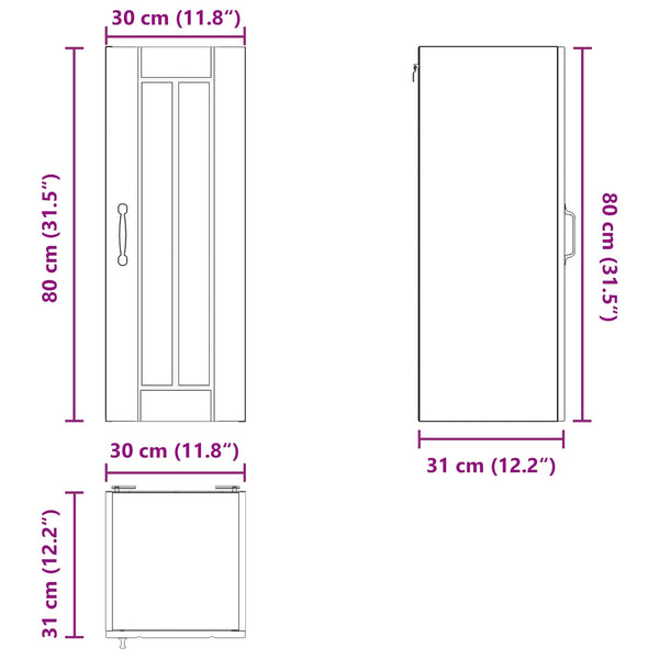 vidaXL Meuble de cuisine Lucca 2 pcs chêne marron 30 x 31 x 80 cm