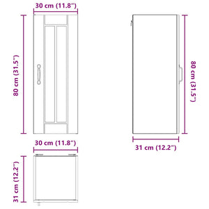 vidaXL Meuble haut de cuisine avec porte Lucca Chêne artisan 30 x 31 x 80 cm