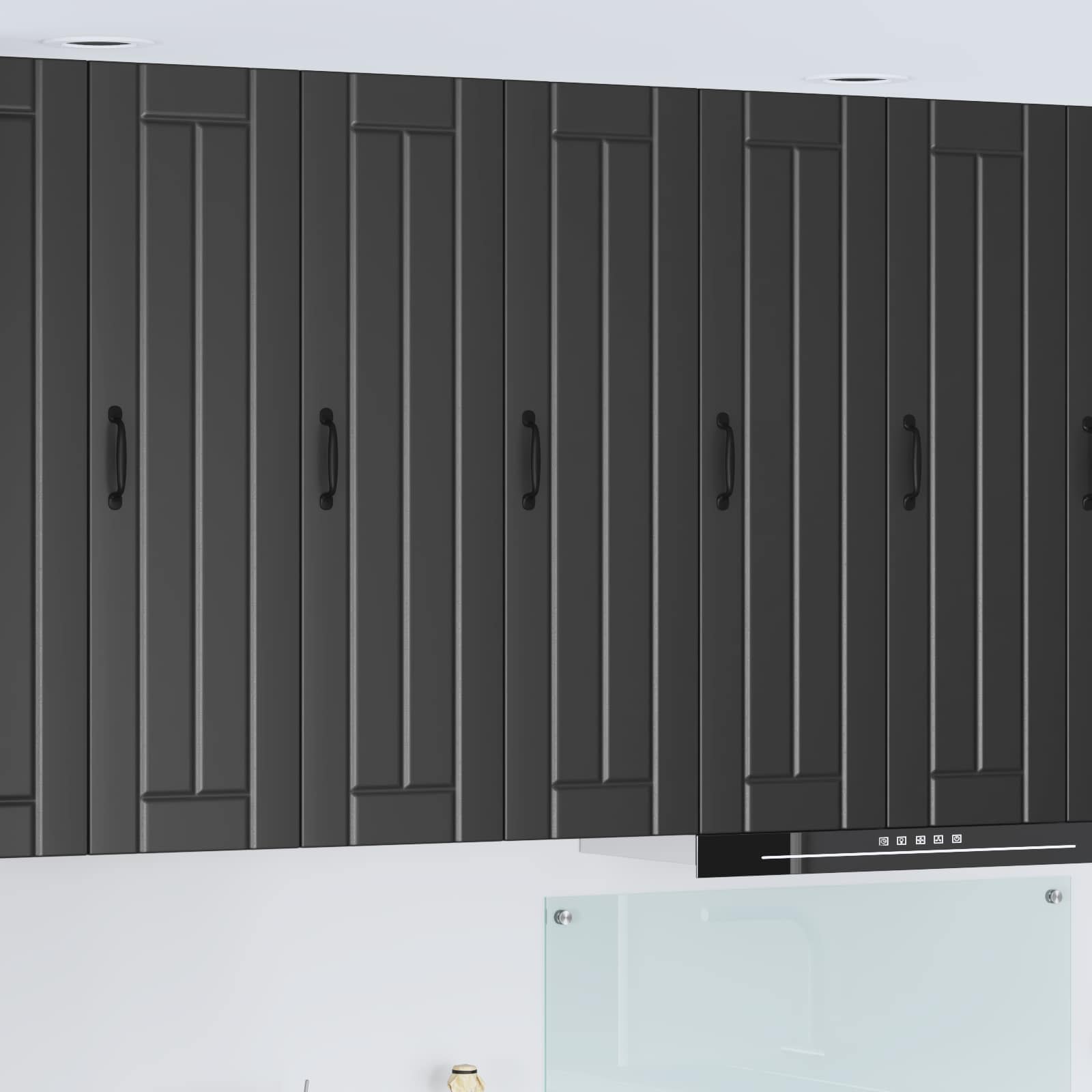 Schwarzer Küchenschrank Lucca, 30x100 cm