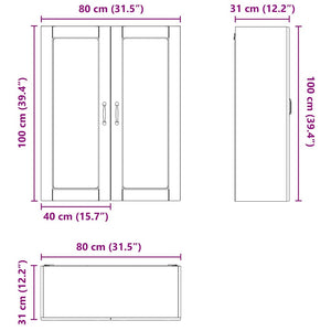 vidaXL Meuble haut de cuisine Lucca Chêne fumé 80 x 31 x 100 cm