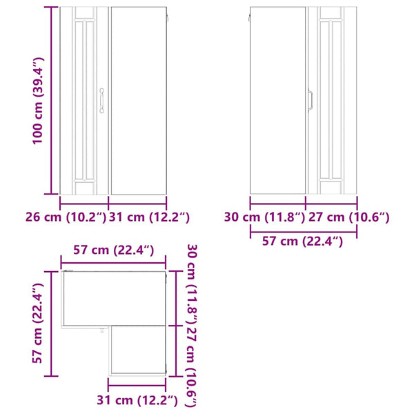 Schwarzer Küchenschrank Lucca 57x57x100cm