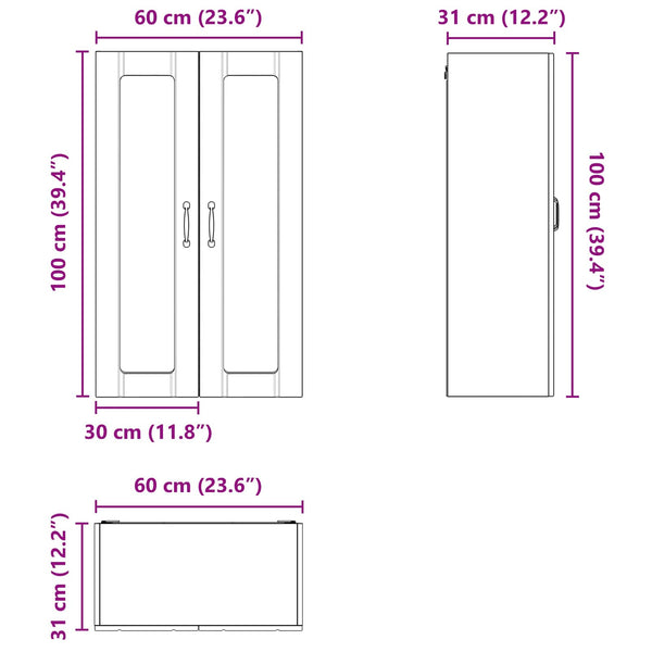 Küchenwandschrank Lucca Schwarz 60x31x100 cm