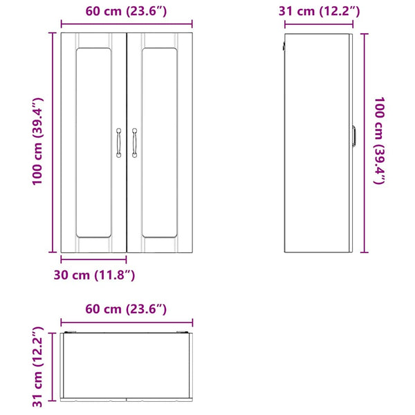 Küchenwandschrank Lucca Brauneiche 60x31x100cm