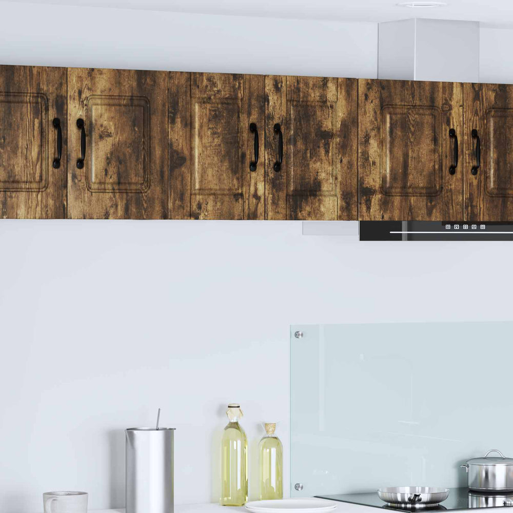 Küchenschrank mit Regal, Geräucherte Eiche, 2er-Set