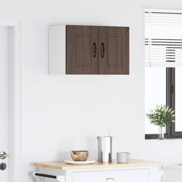 vidaXL Meuble haut de cuisine avec porte 2 pcs Marron aspect chêne 30 x 31 x 40 cm