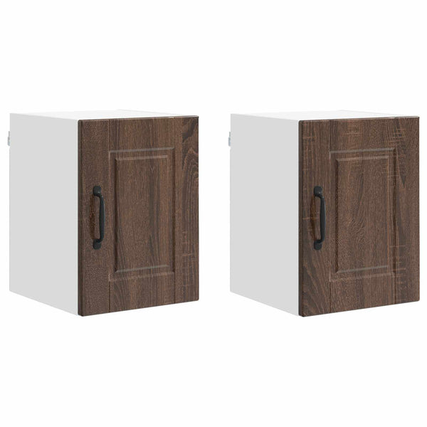 vidaXL Meuble haut de cuisine avec porte 2 pcs Marron aspect chêne 30 x 31 x 40 cm